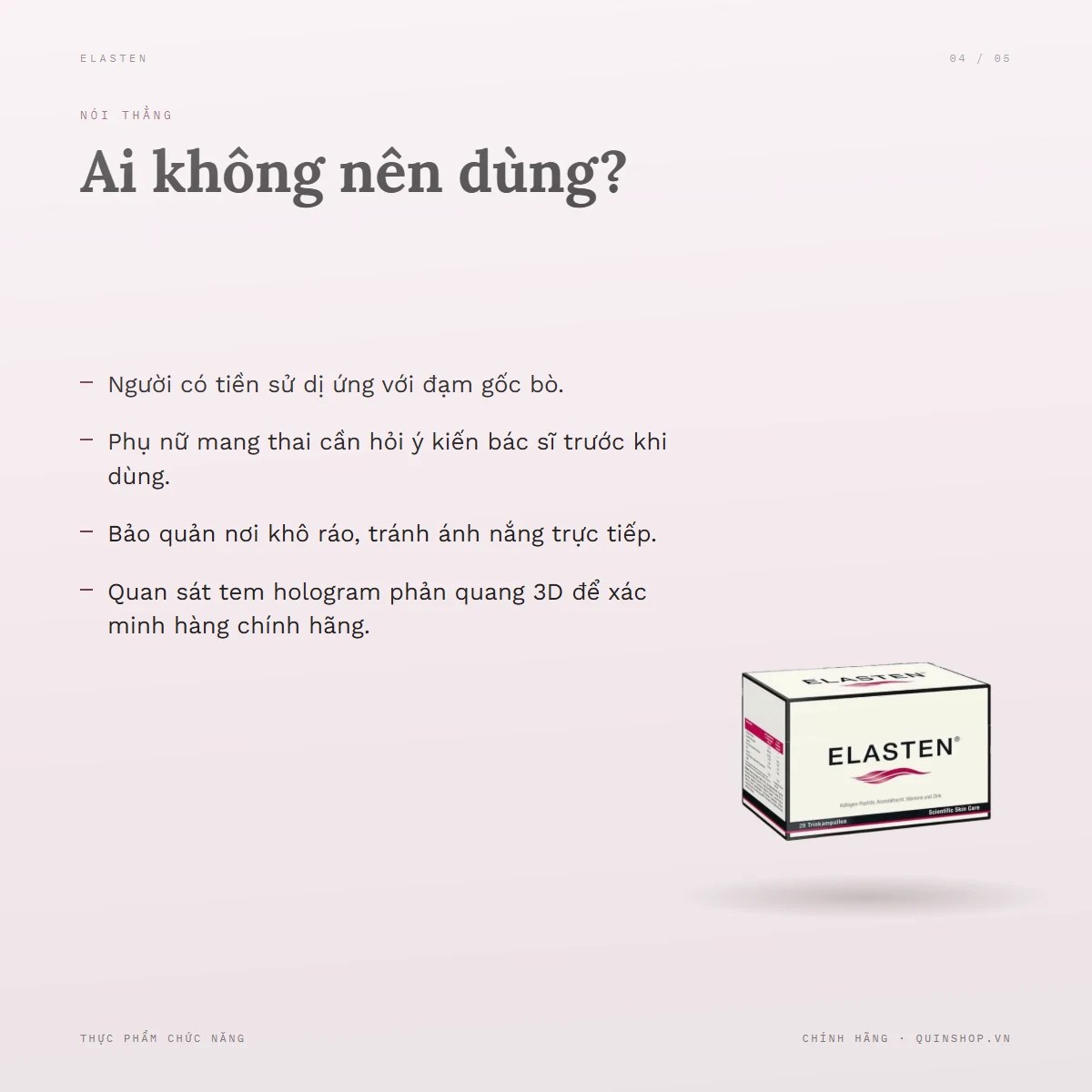 Hộp 28 Ống Collagen Dạng Nước Elasten — Ai không nên dùng?