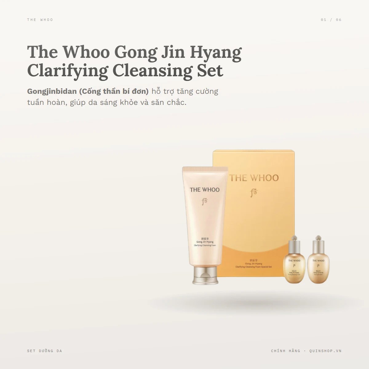 Hộp 3 Món The Whoo Gong Jin Hyang Clarifying Cleansing Foam Special Set