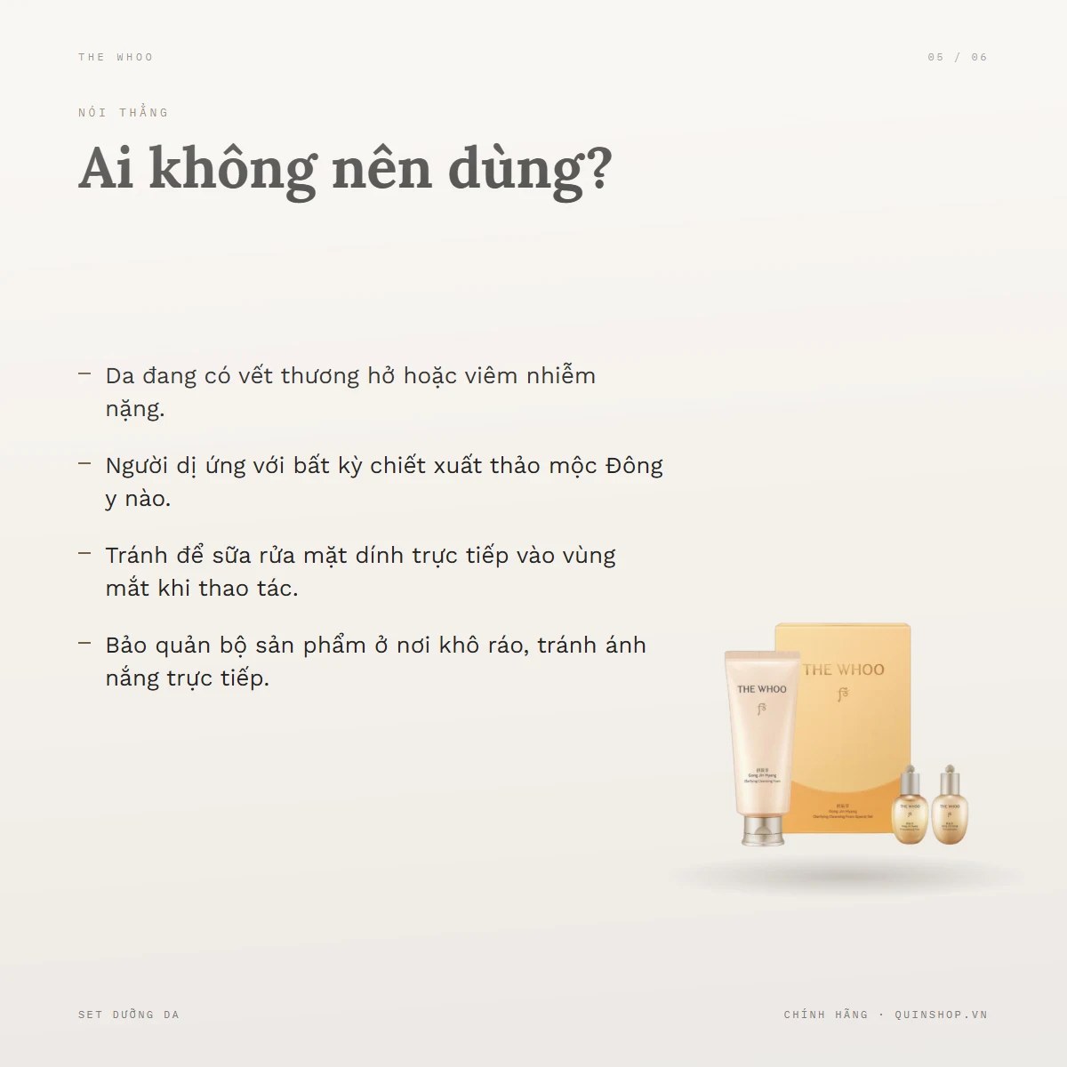 Hộp 3 Món The Whoo Gong Jin Hyang Clarifying Cleansing Foam Special Set — Ai không nên dùng?