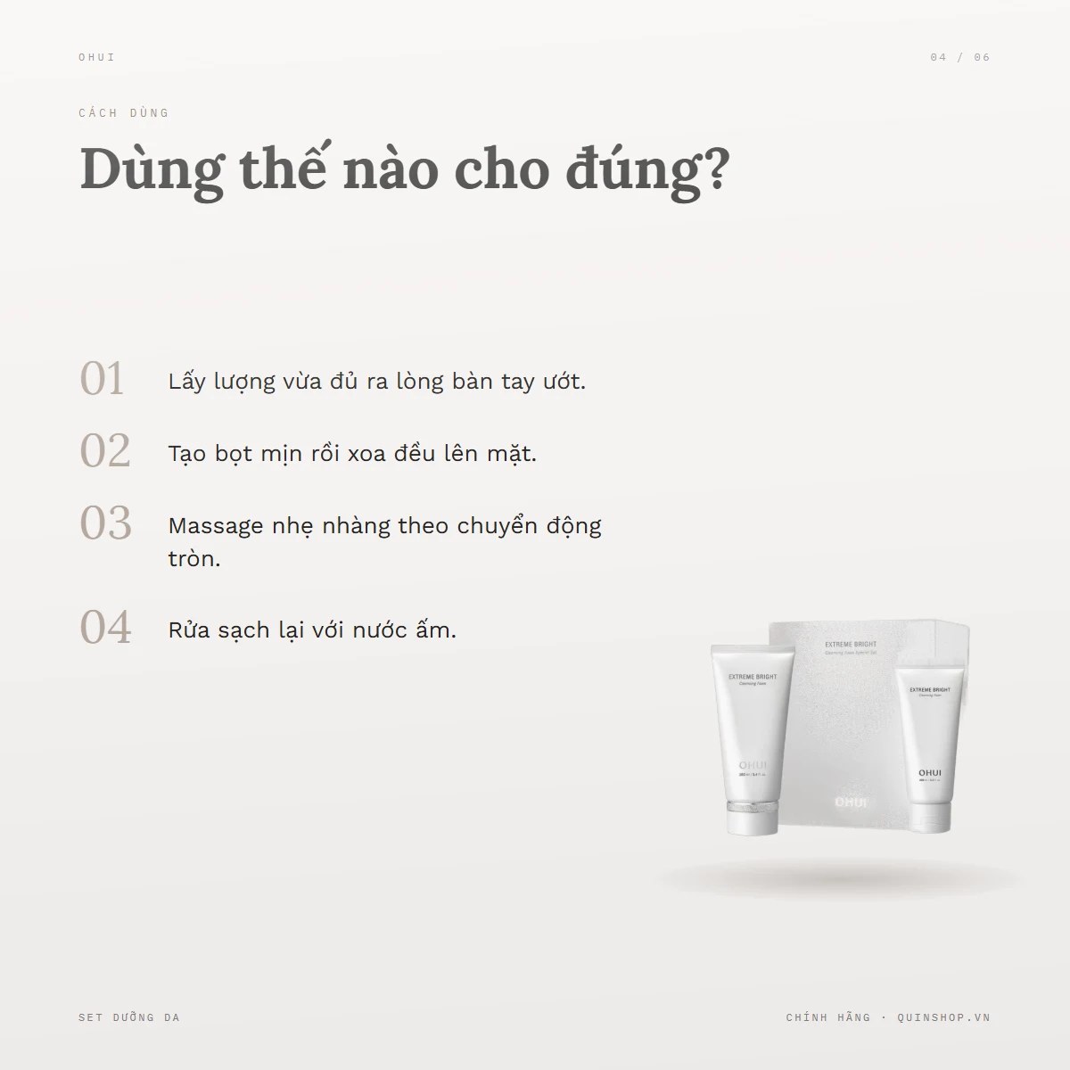 Hộp Sữa Rửa Mặt Ohui Extreme Bright Cleansing Foam Special Set — Dùng vào buổi nào và bao lâu một lần?