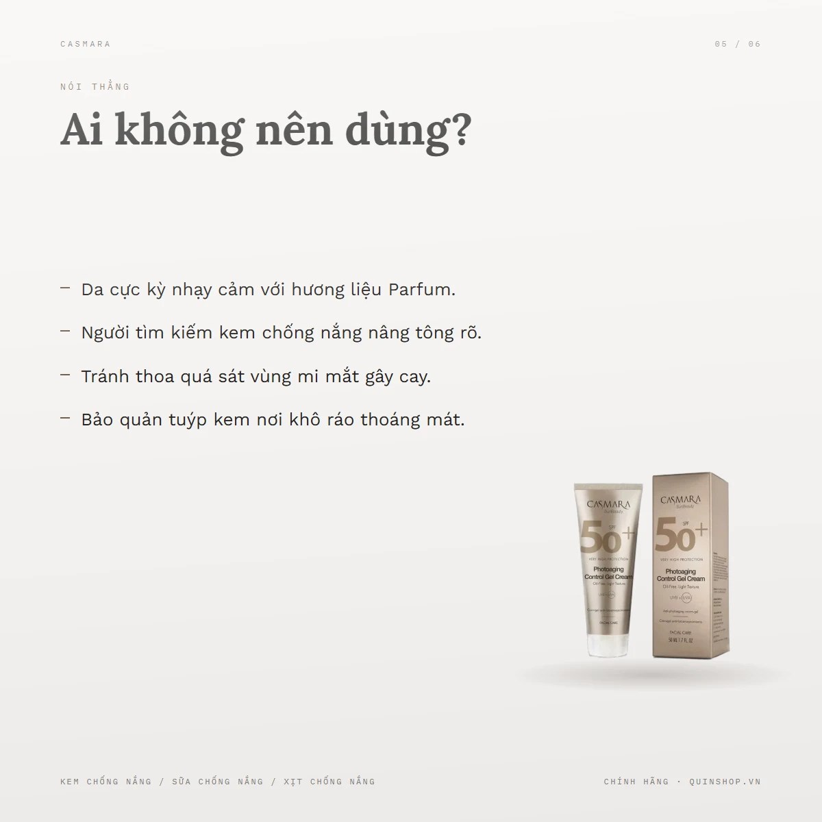 Kem Chống Nắng Casmara Photoaging Control Gel Cream — Ai không nên dùng?