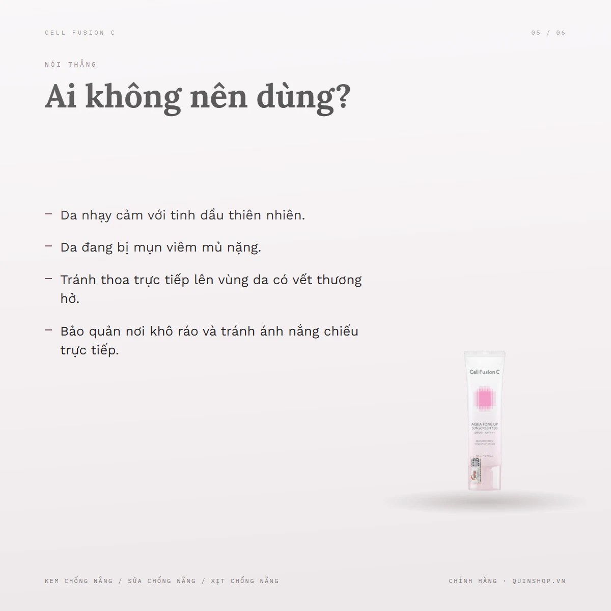Kem Chống Nắng Cell Fusion C Aqua Tone Up Suncreen 100 — Ai không nên dùng?