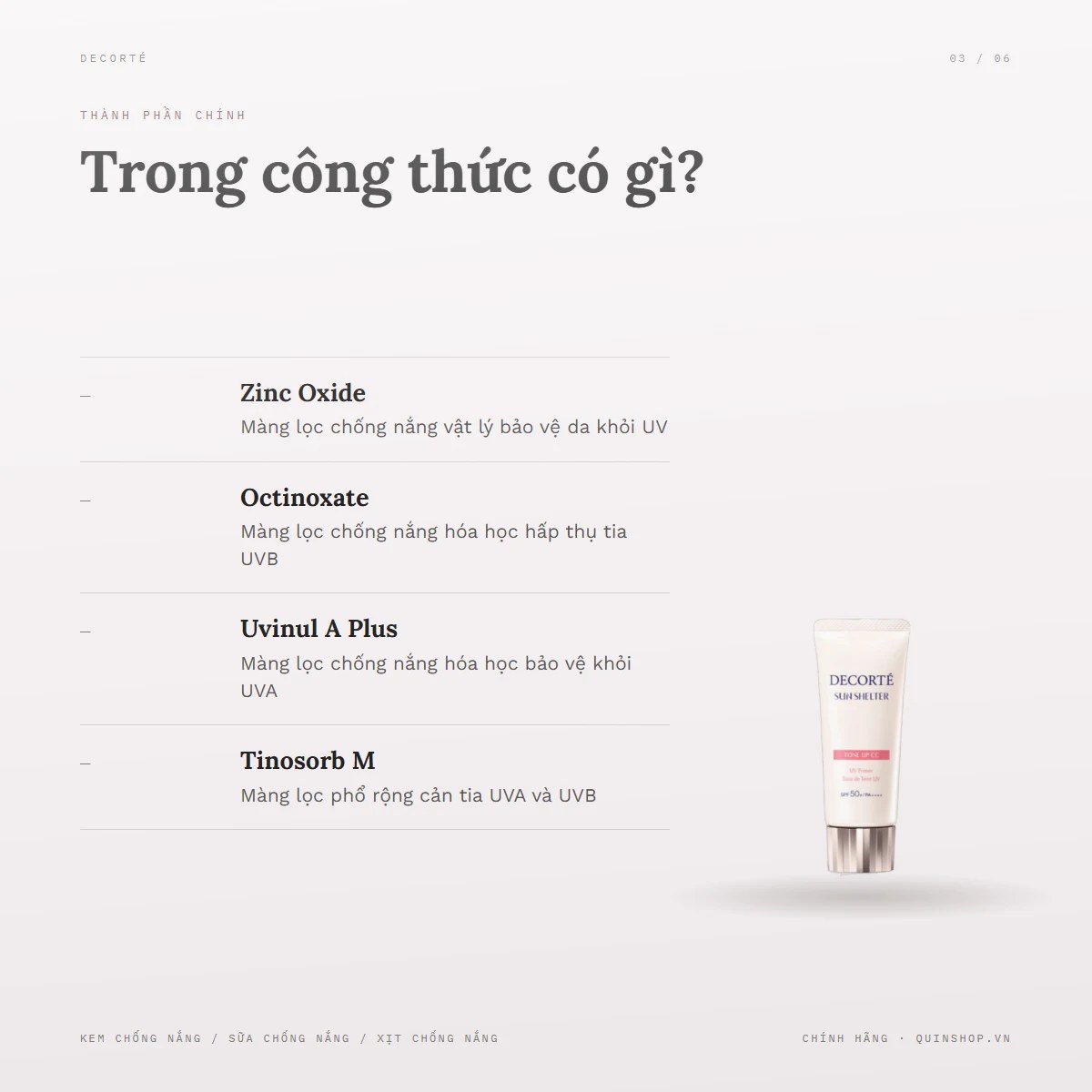 Kem Chống Nắng Decorté Sun Shelter Tone Up CC — Công thức sản phẩm có gì đặc biệt?
