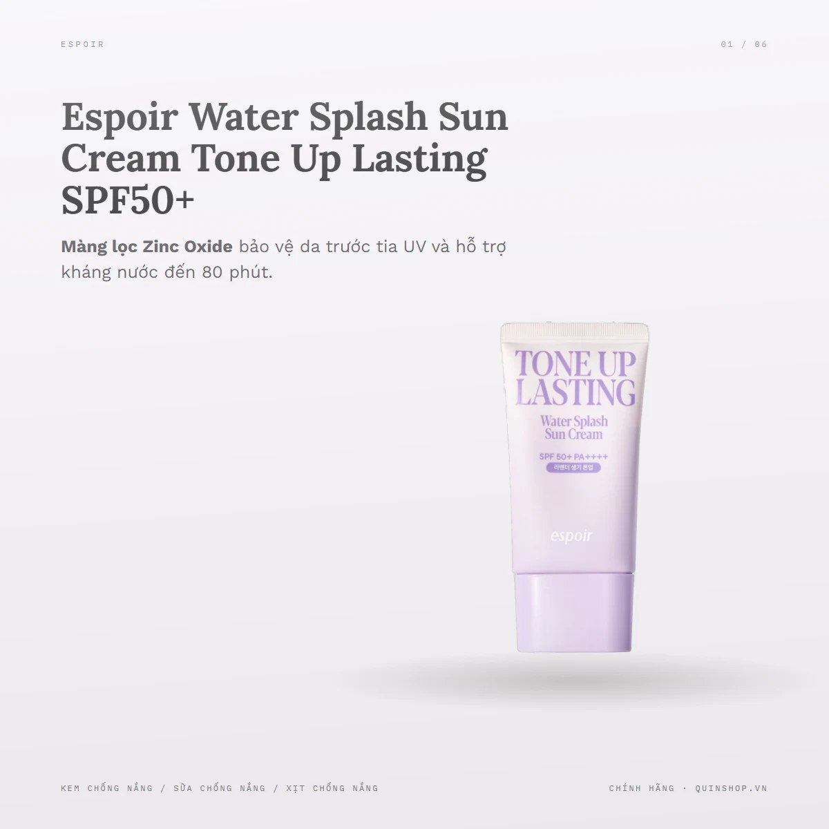 Kem Chống Nắng Espoir Water Splash Sun Cream Tone Up Lasting SPF50+