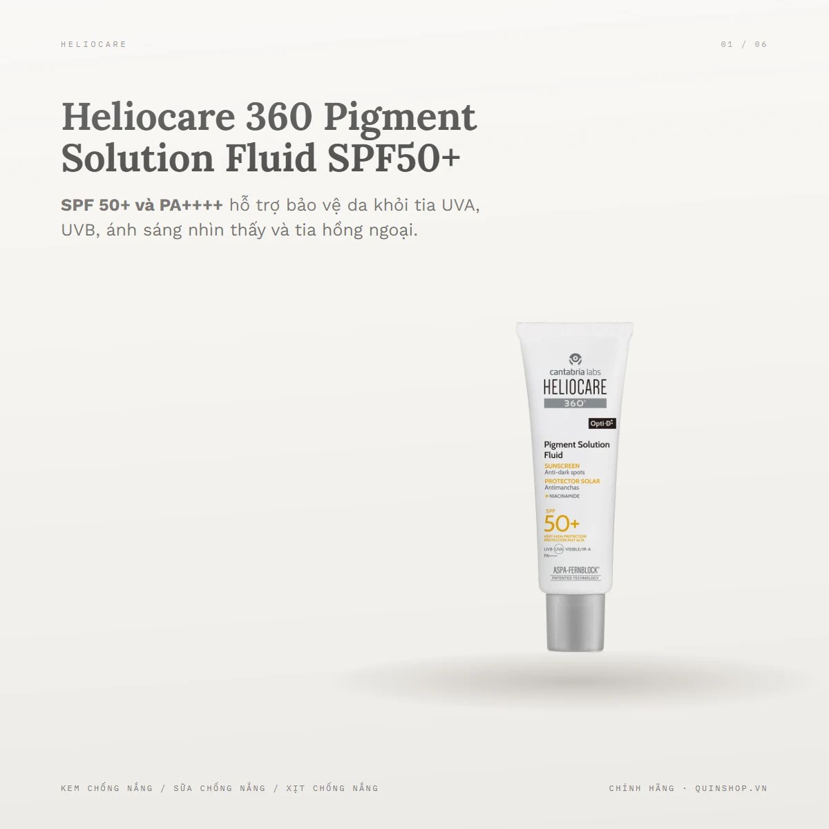 Kem Chống Nắng Heliocare 360° Pigment Solution Fluid Sunscreen SPF50+