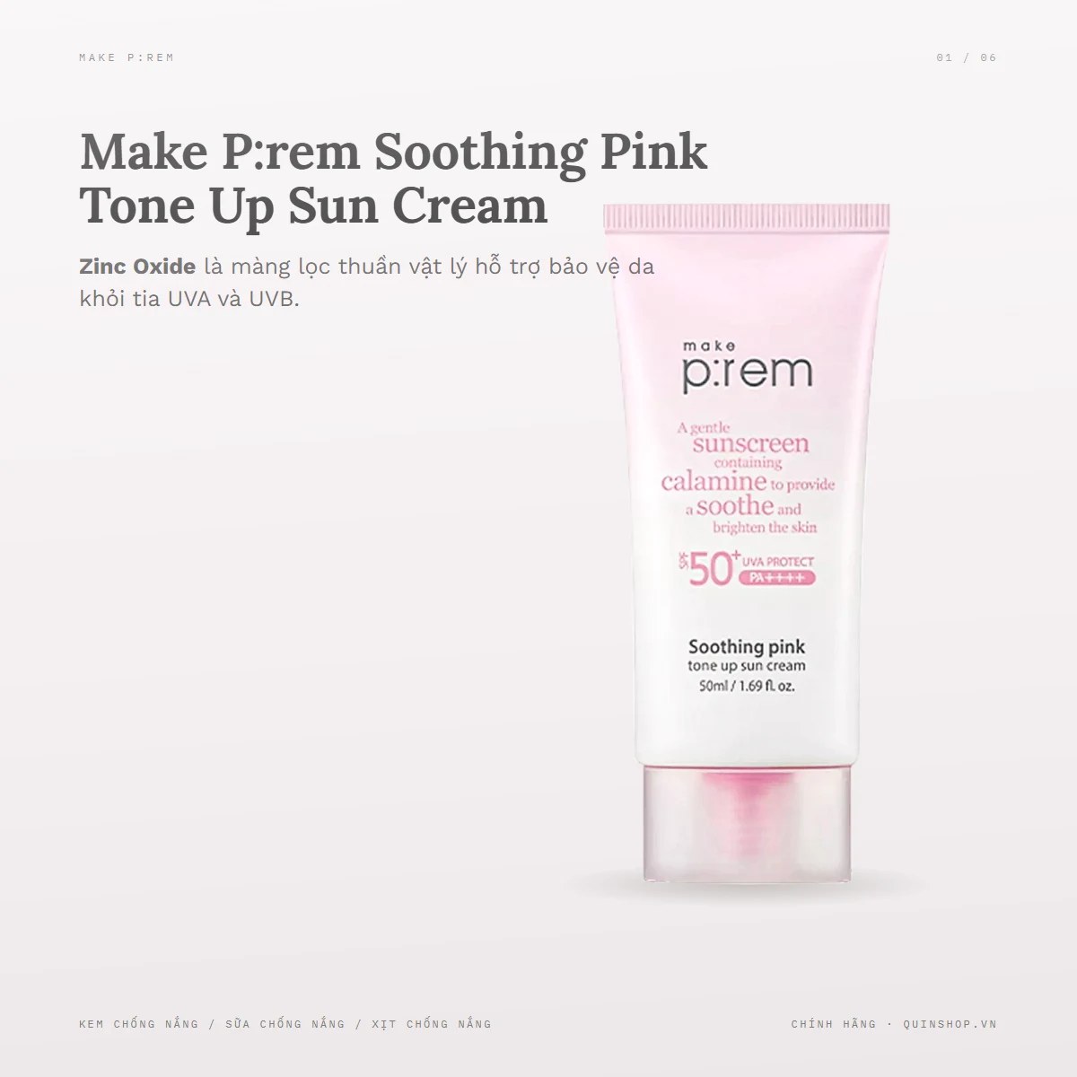 Kem Chống Nắng Make P:rem Soothing Pink Tone Up Sun Cream