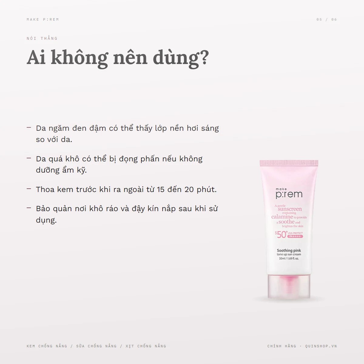 Kem Chống Nắng Make P:rem Soothing Pink Tone Up Sun Cream — Ai không nên dùng?