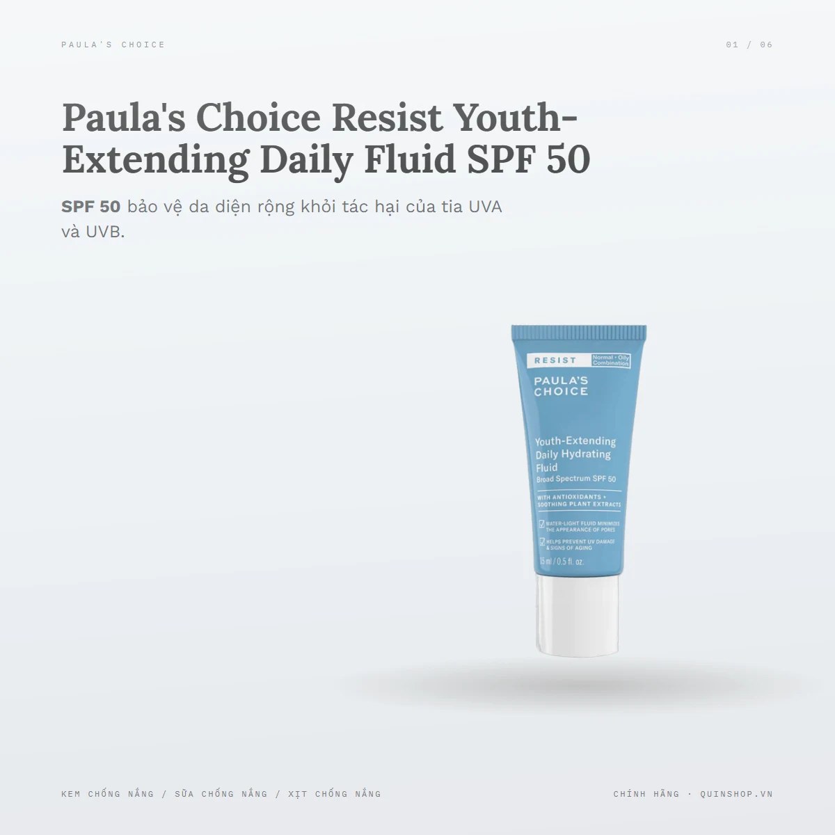 Kem Chống Nắng Paula's Choice Resist Youth - Extending Daily Hydrating Fluid Broad Spectrum SPF 50