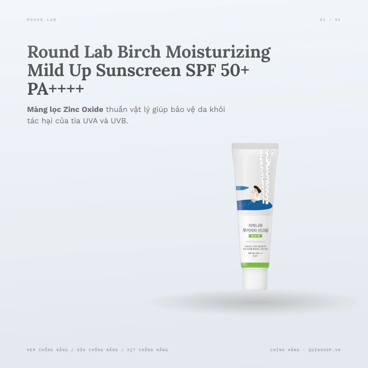 Kem Chống Nắng Round Lab Birch Moisturizing Mild Up Sunscreen