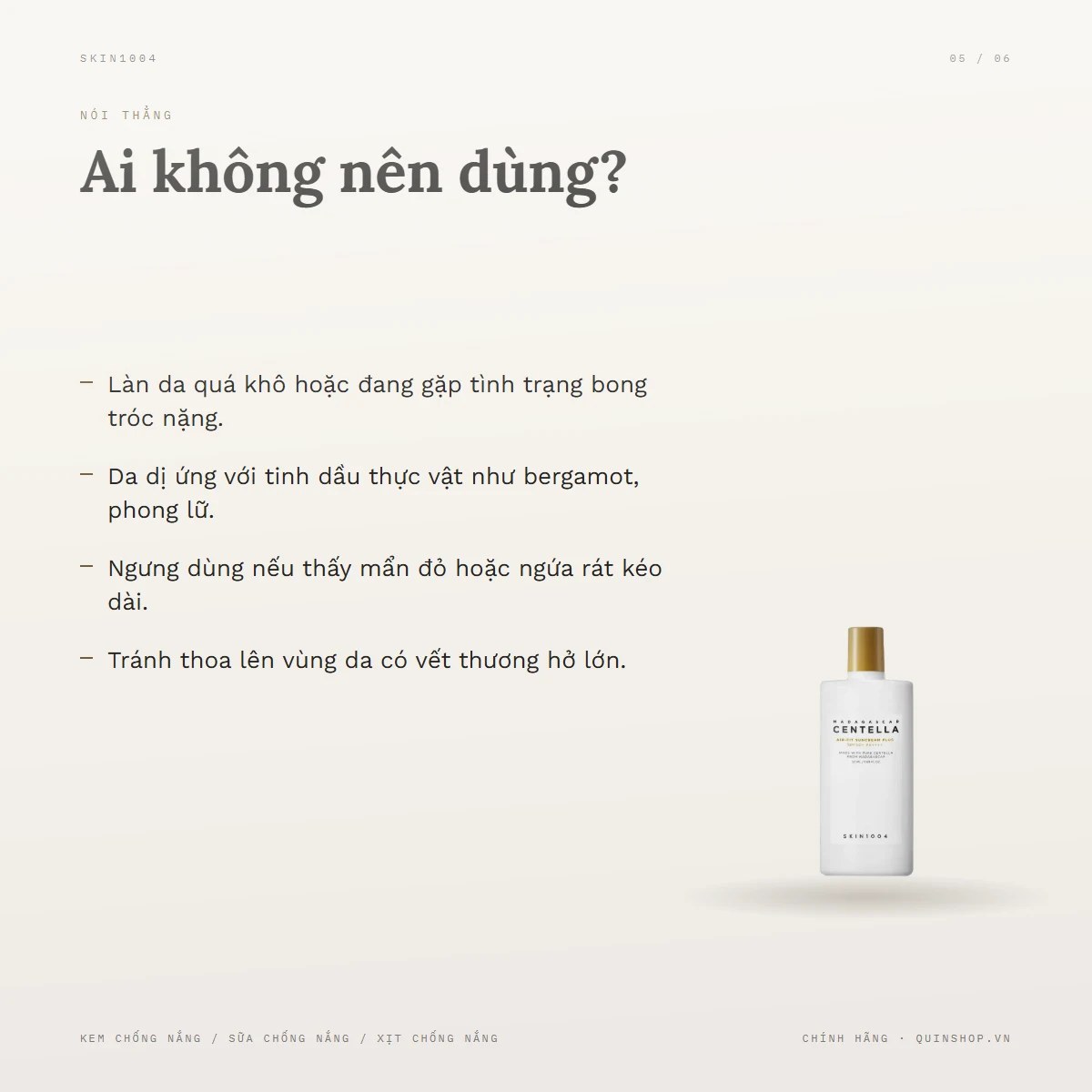 Kem Chống Nắng Skin1004 Madagascar Centella Air-Fit Suncream Plus 2 — Ai không nên dùng?
