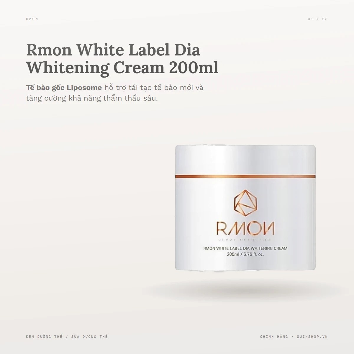 Kem Dưỡng Body Rmon White Label Dia Whitening Cream