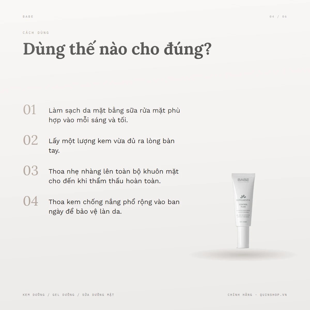 Kem Dưỡng Da Babe Laboratorios Depigment+ Control Fluid — Dùng vào buổi nào và bao lâu một lần?
