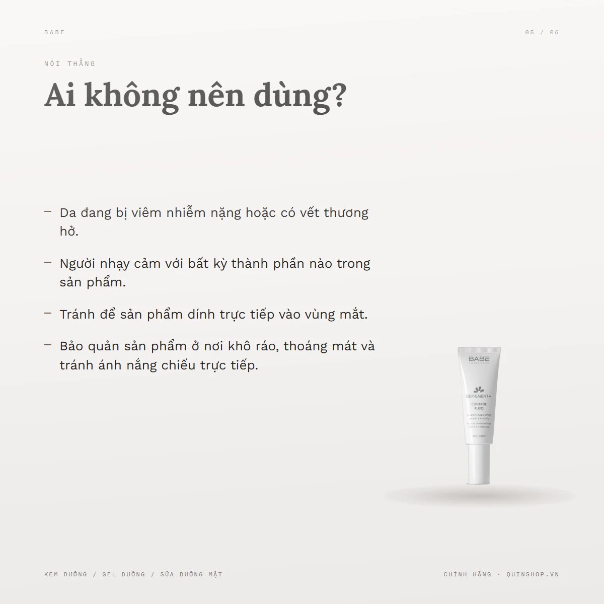Kem Dưỡng Da Babe Laboratorios Depigment+ Control Fluid — Ai không nên dùng?