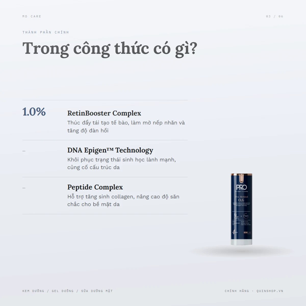 Kem Dưỡng MD Care Pro-Retinol — Bảng thành phần có gì đáng chú ý?