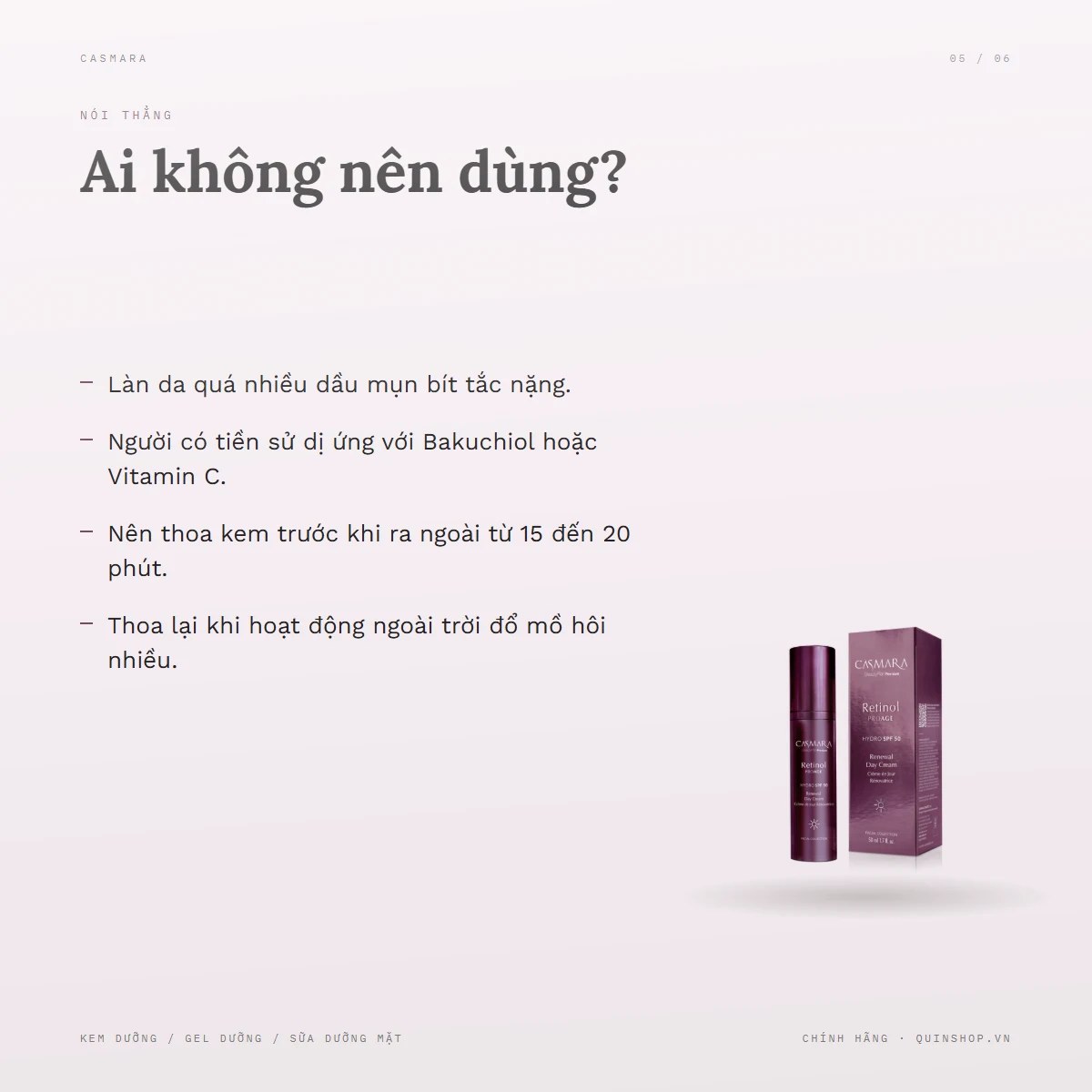 Kem Dưỡng Ngày Casmara Retinol Proage Hydro Spf 50 Renewal Day Cream — Ai không nên dùng sản phẩm này?