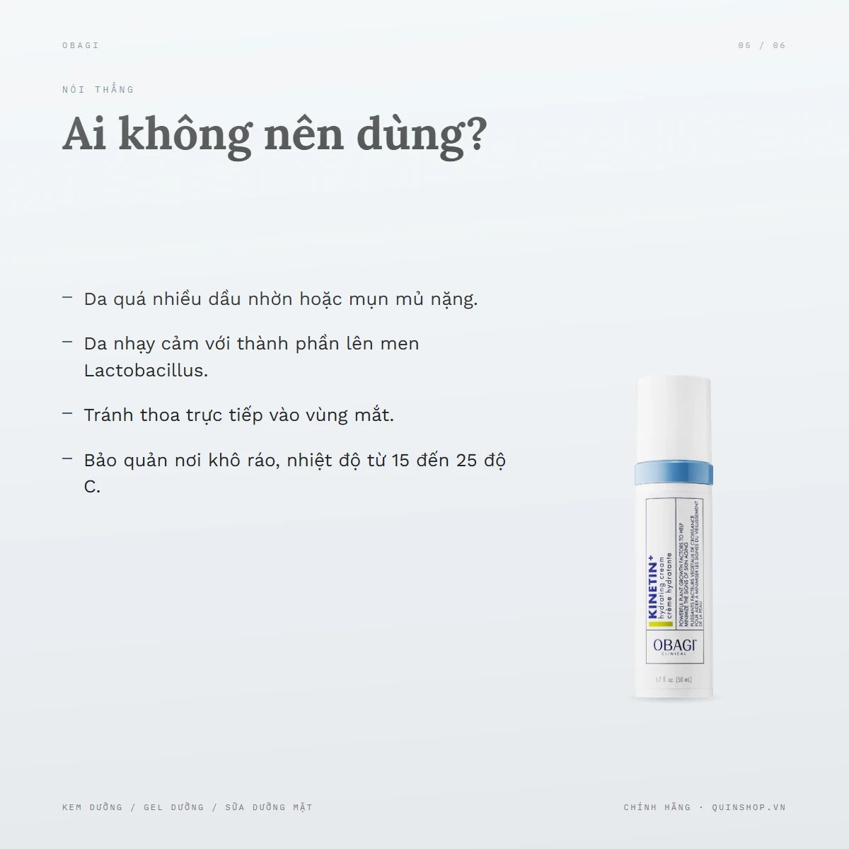 Kem Dưỡng Obagi Clinical Kinetin+ Hydrating Cream — Hướng dẫn bảo quản và lưu ý khi chăm sóc da