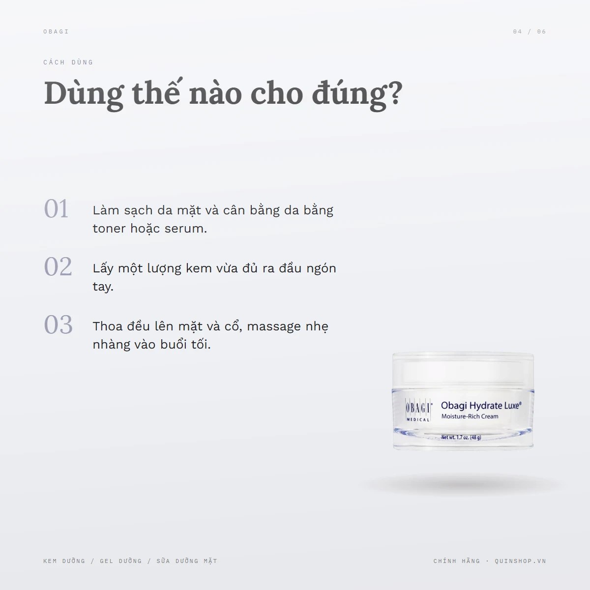 Kem Dưỡng Obagi Medical Hydrate Luxe Ultra Moisture-Rich Cream — Dùng vào buổi nào và bao lâu một lần?