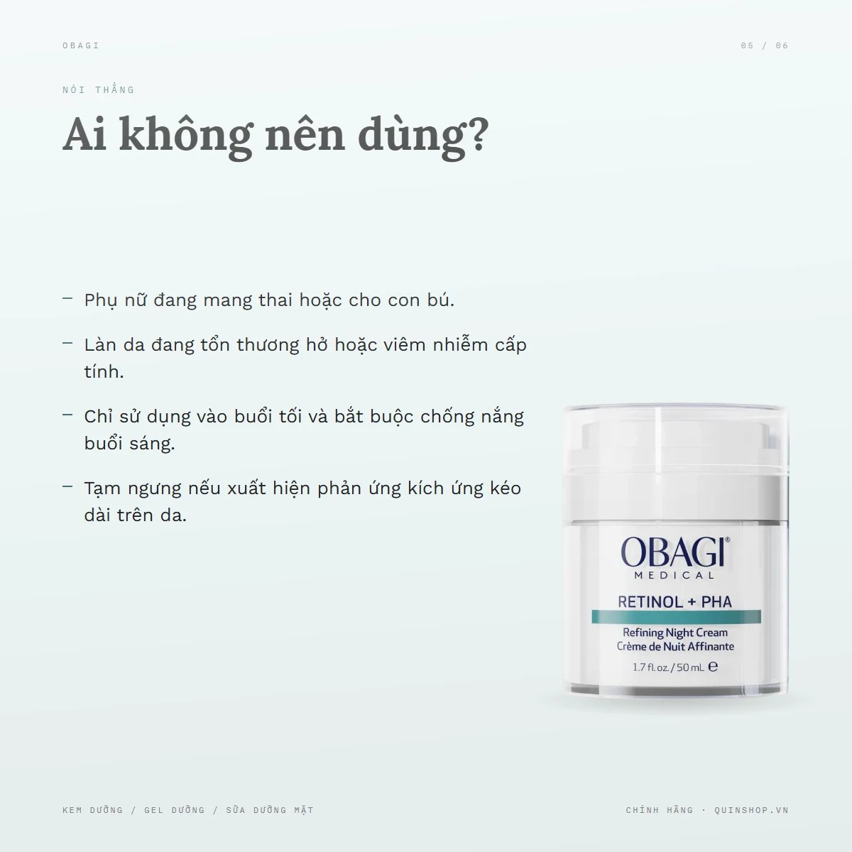 Kem Dưỡng Obagi Medical Retinol + PHA Refining Night Cream — Ai không nên dùng?