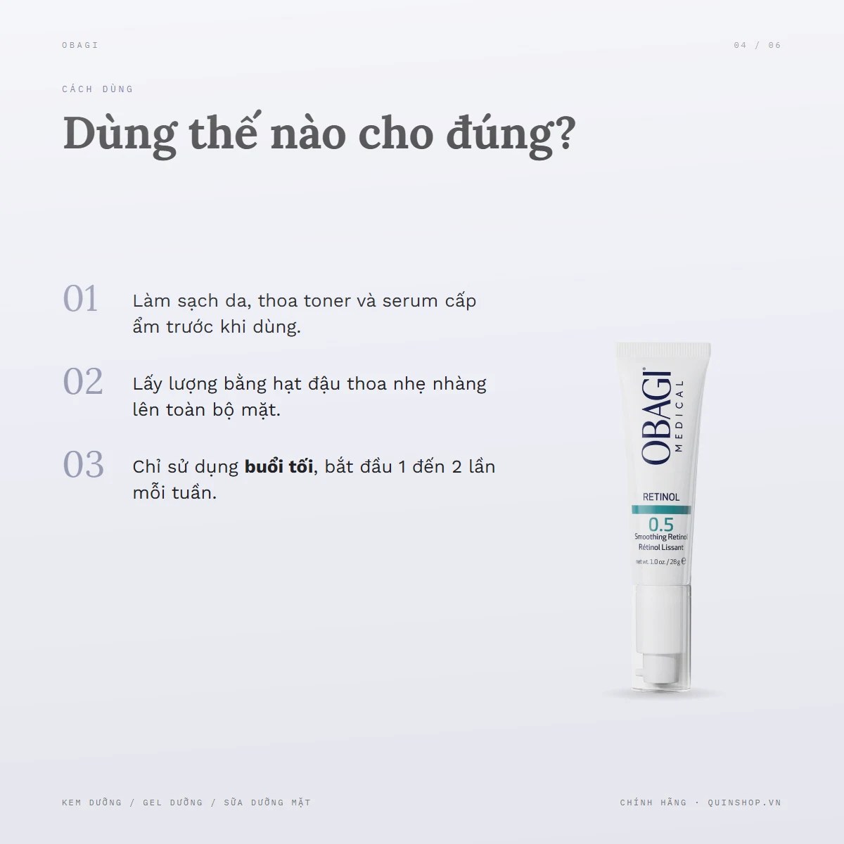 Kem Obagi Medical Retinol 0.5 Cream — Dùng vào buổi nào và bao lâu một lần?