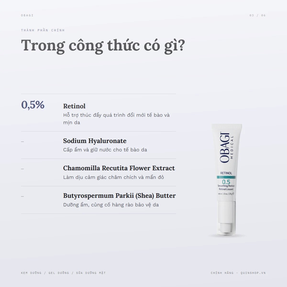 Kem Obagi Medical Retinol 0.5 Cream — Bảng thành phần có gì đáng chú ý?