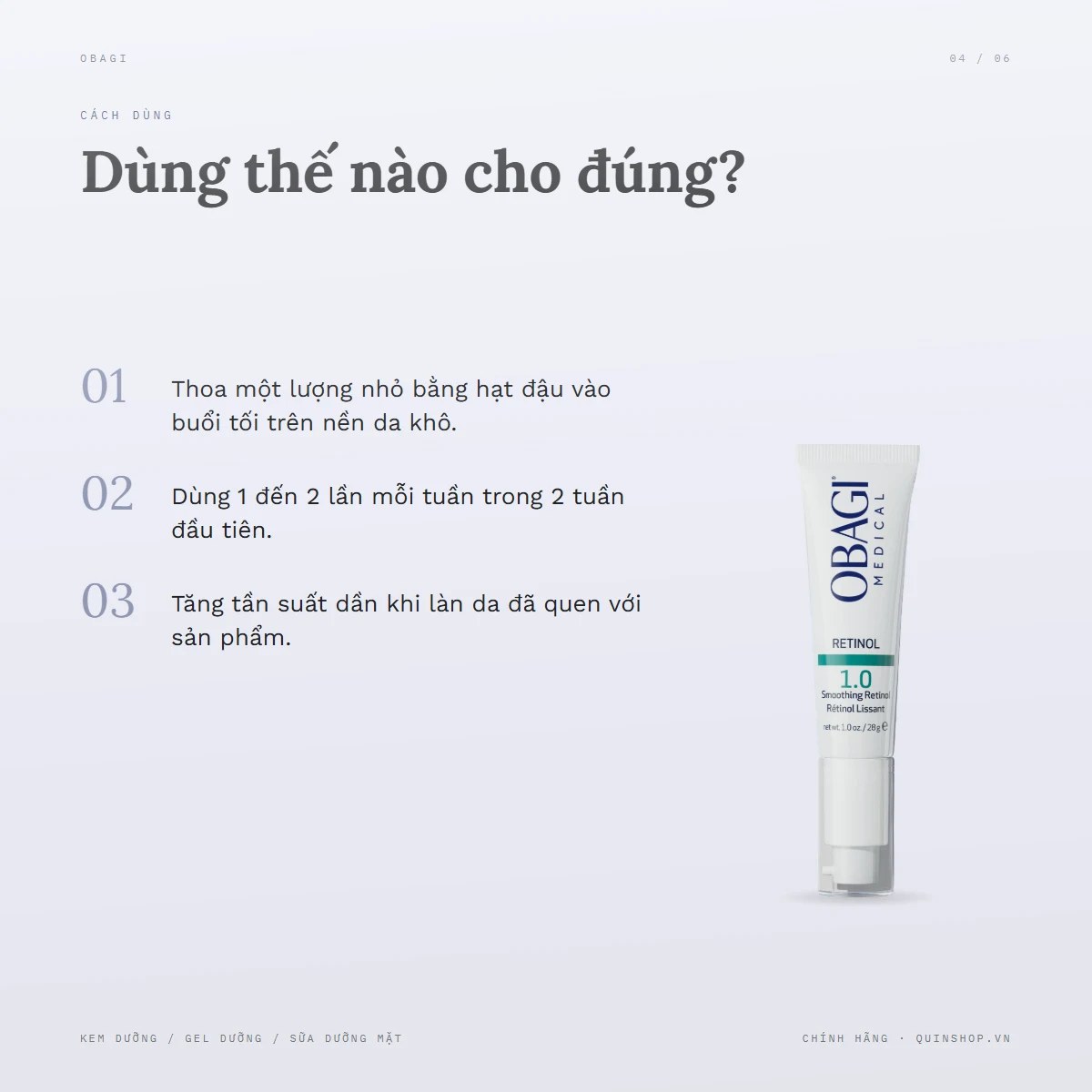 Kem Obagi Medical Retinol 1.0 Cream — Dùng vào buổi nào và bao lâu một lần?