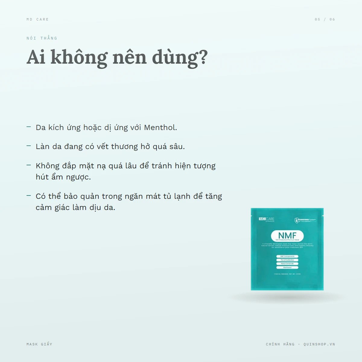 Mặt Nạ MD Care NMF Skin Protection Premium Mask — Ai không nên dùng sản phẩm này?