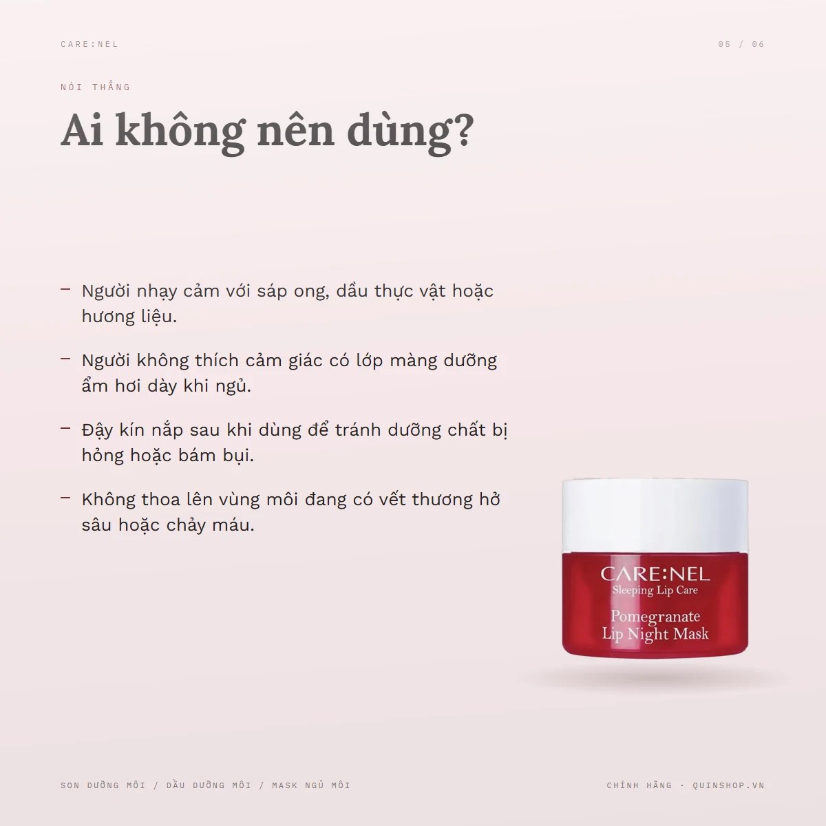 Mặt Nạ Ngủ Môi Care:nel Lip Night Mask — Ai không nên sử dụng sản phẩm này?