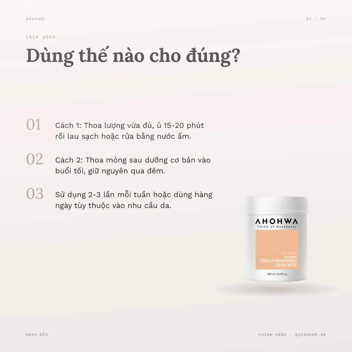 Mặt Nạ Ủ Trắng Ahohwa First Solution Tone-up Brightening Cream Mask — Dùng vào buổi nào và bao lâu một lần?