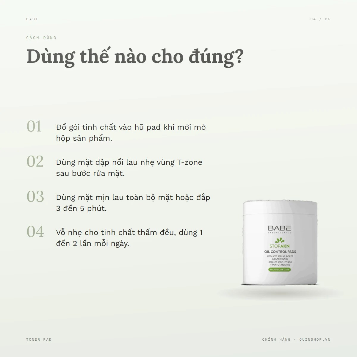 Miếng Bông Dưỡng Laboratorios Babe Stop Akn Oil Control Pads — Dùng vào buổi nào và bao lâu một lần?
