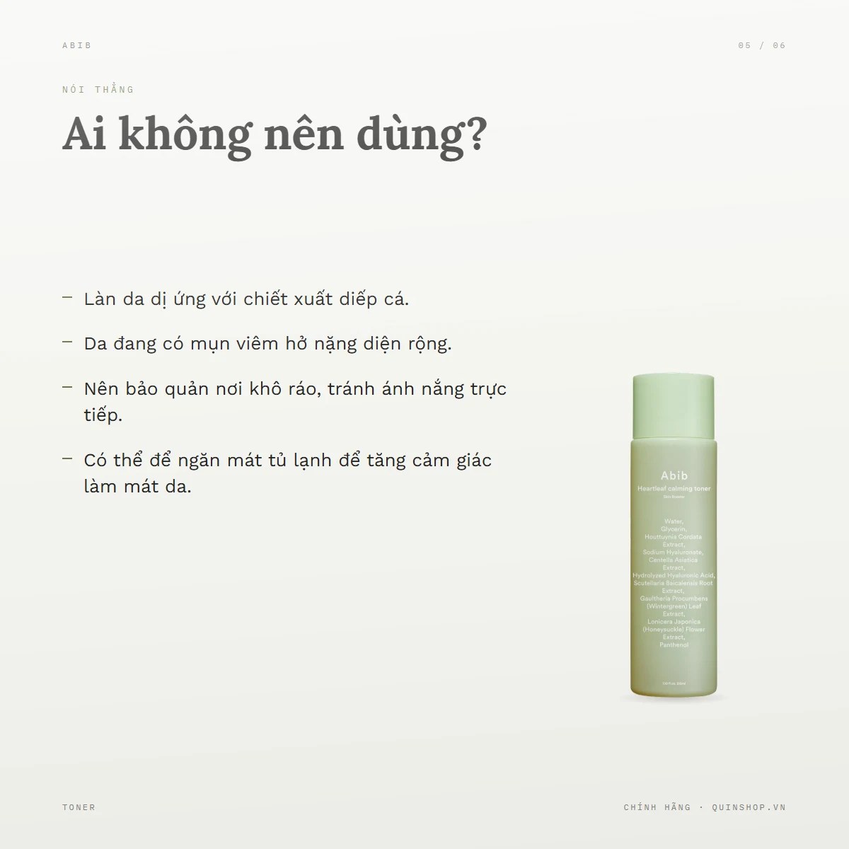 Nước Cân Bằng Abib Heartleaf Calming Toner Skin Booster — Ai không nên dùng?