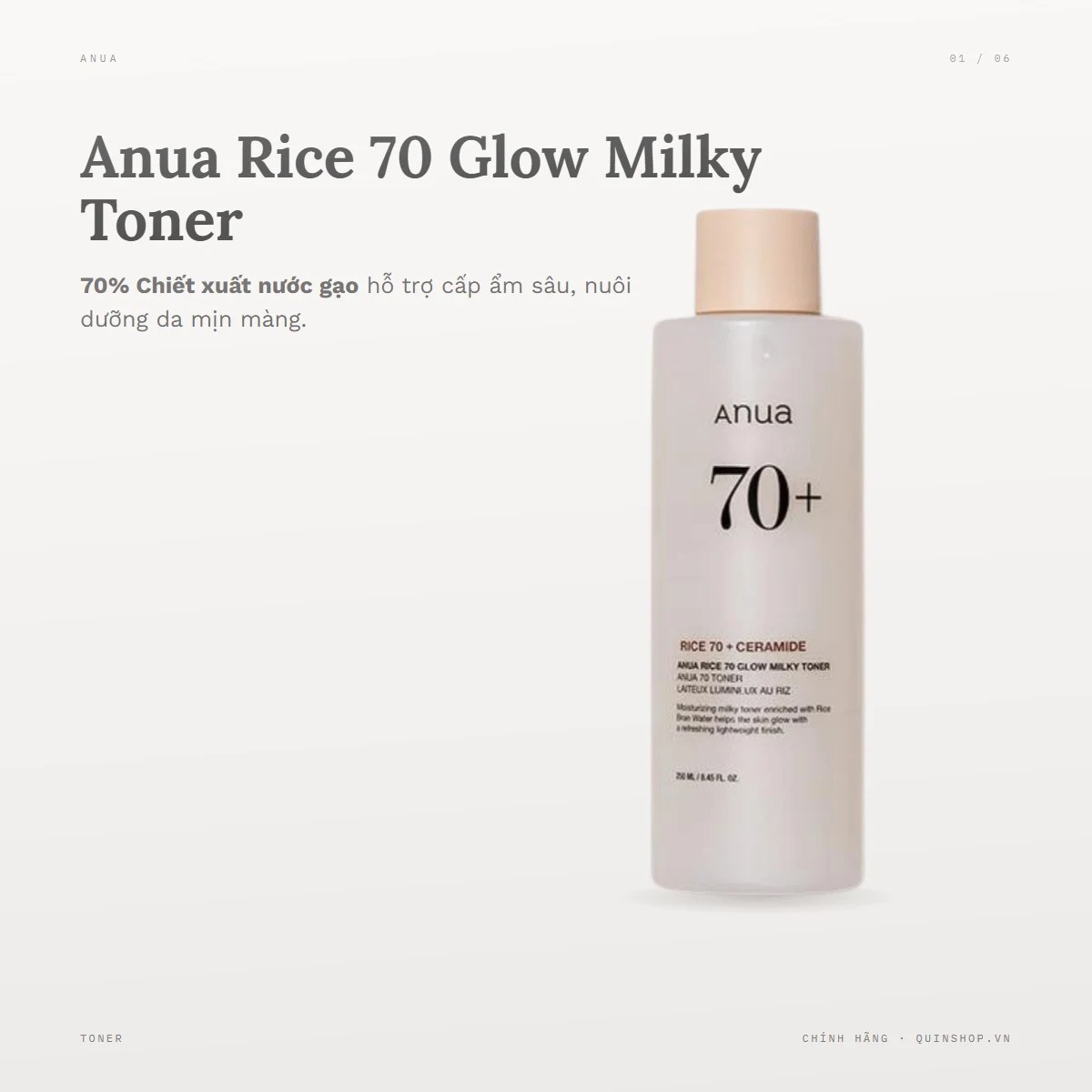 Nước Hoa Hồng Anua Rice 70 Glow Milky Toner