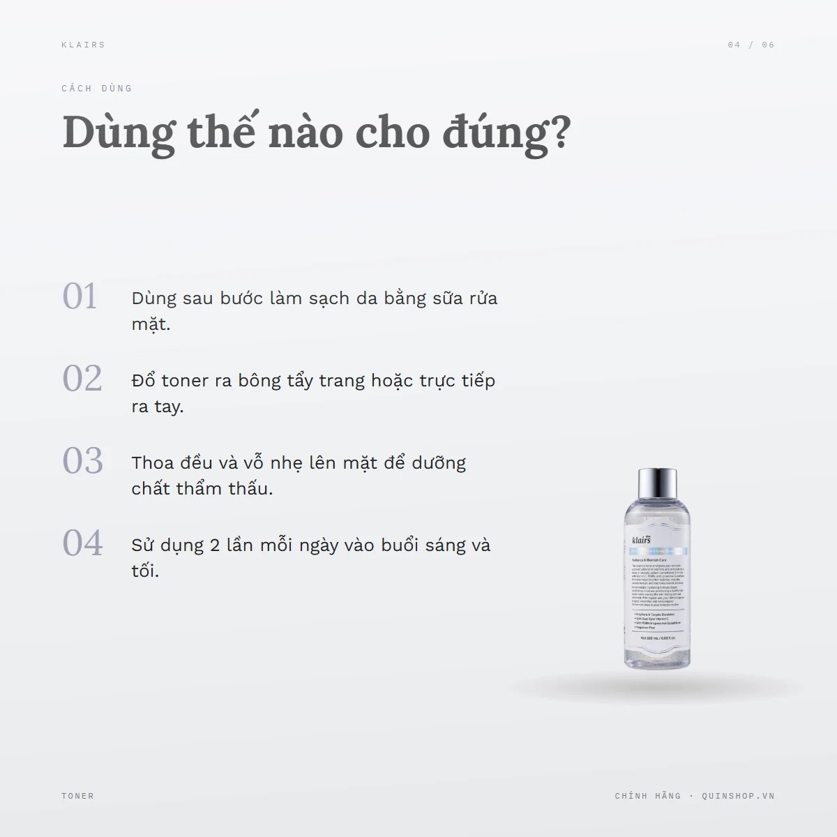 Nước Hoa Hồng Dear, Klairs Freshly Juiced Vitamin Essence Toner — Dùng vào buổi nào và bao lâu một lần?