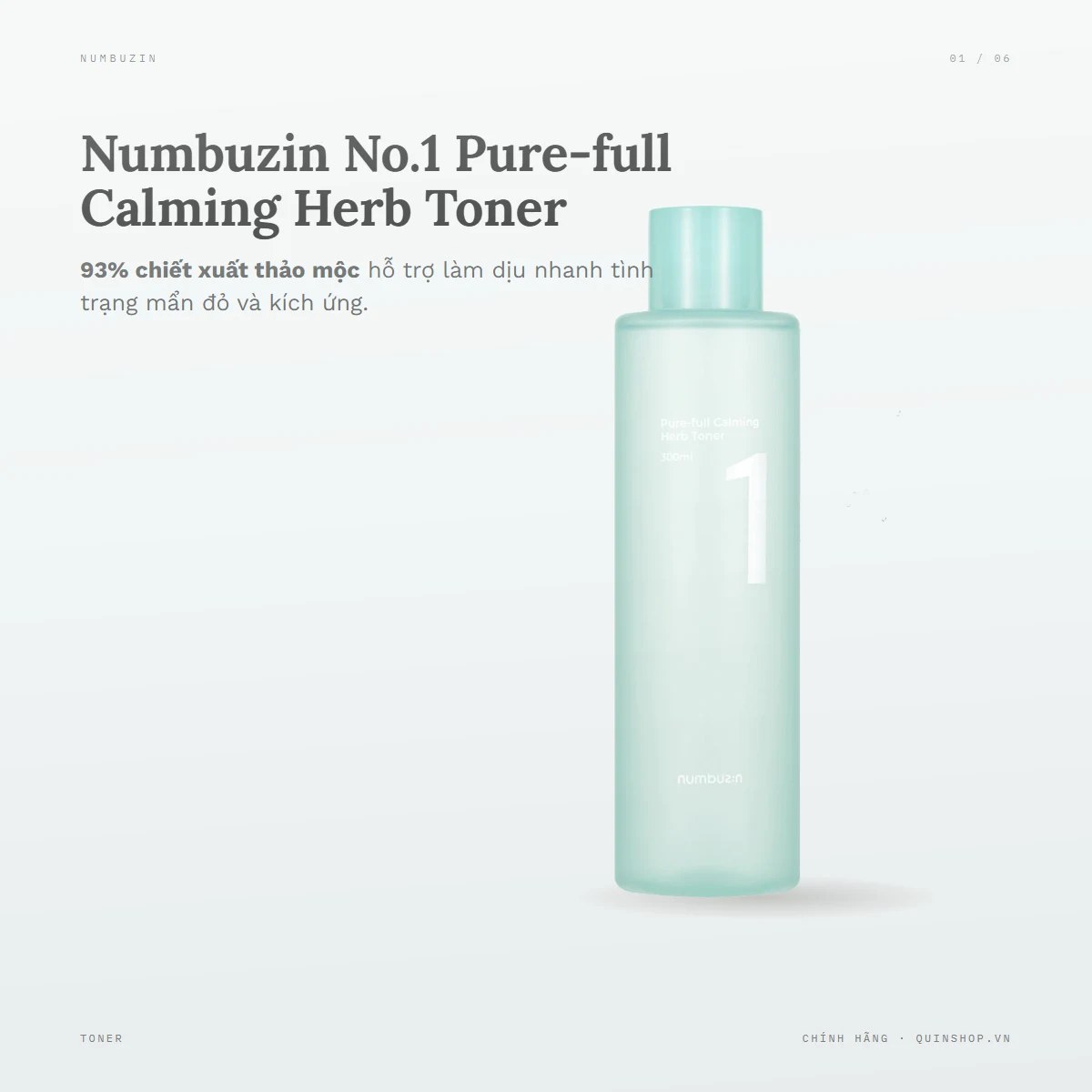 Nước Hoa Hồng Numbuzin No.1 Pure-full Calming Herb Toner