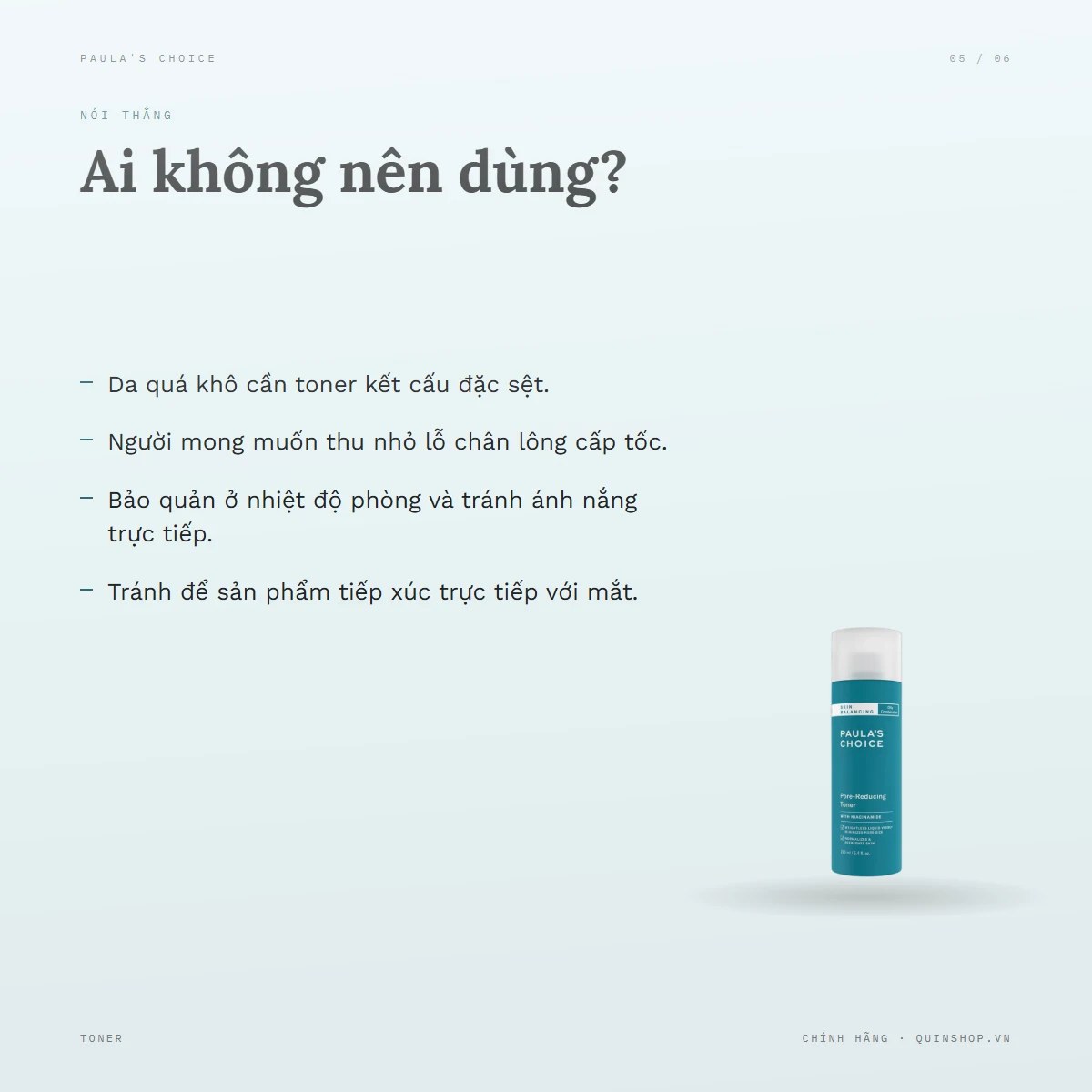 Nước Cân Bằng Paula’s Choice Skin Balancing Pore-Reducing Toner — Ai không nên dùng?