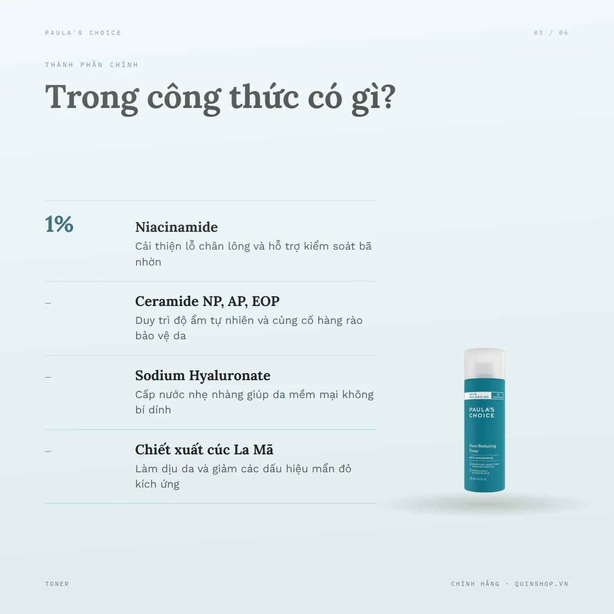 Nước Cân Bằng Paula’s Choice Skin Balancing Pore-Reducing Toner — Bảng thành phần có gì đáng chú ý?