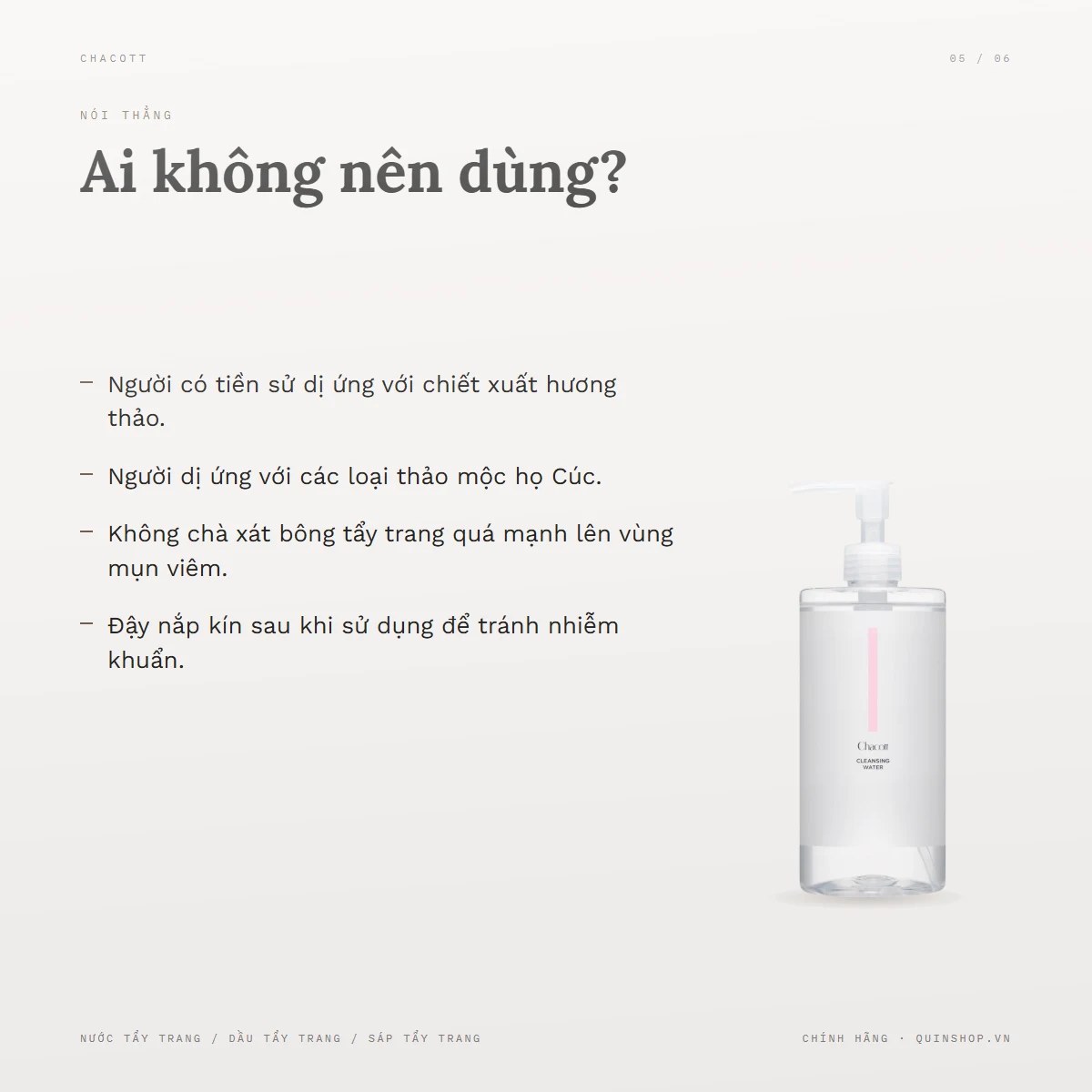 Nước Tẩy Trang Chacott For Professionals Cleansing Water — Ai không nên dùng?
