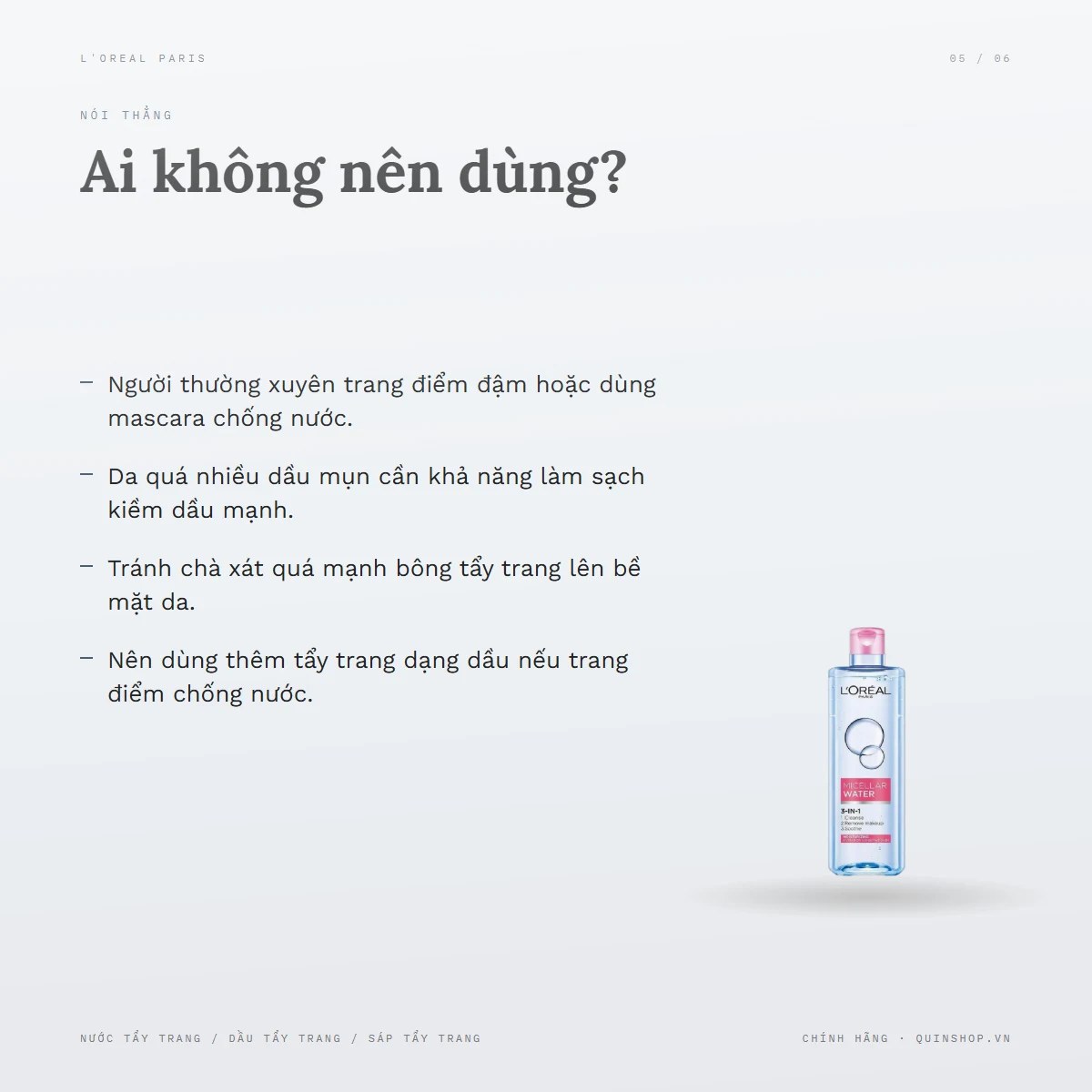 Nước Tẩy Trang Loreal Moisturizing Micellar Water — Ai không nên dùng?