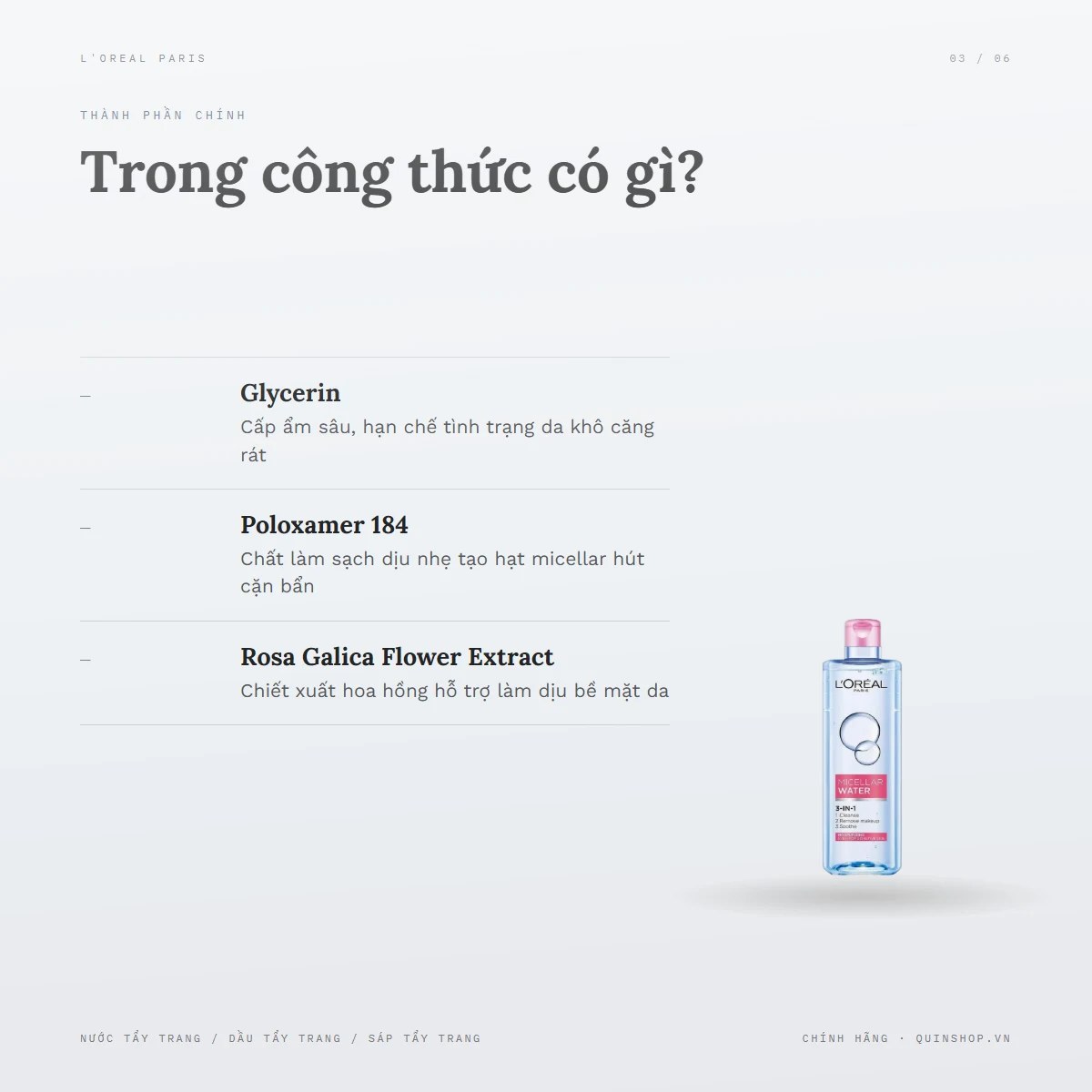 Nước Tẩy Trang Loreal Moisturizing Micellar Water — Bảng thành phần có gì đáng chú ý?