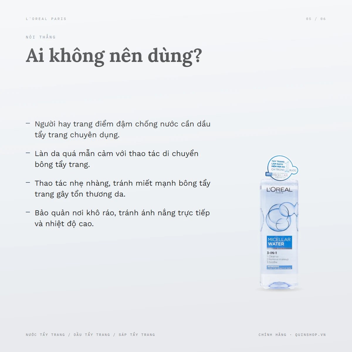 Nước Tẩy Trang Loreal Refreshing Micellar Water — Ai không nên dùng sản phẩm này?