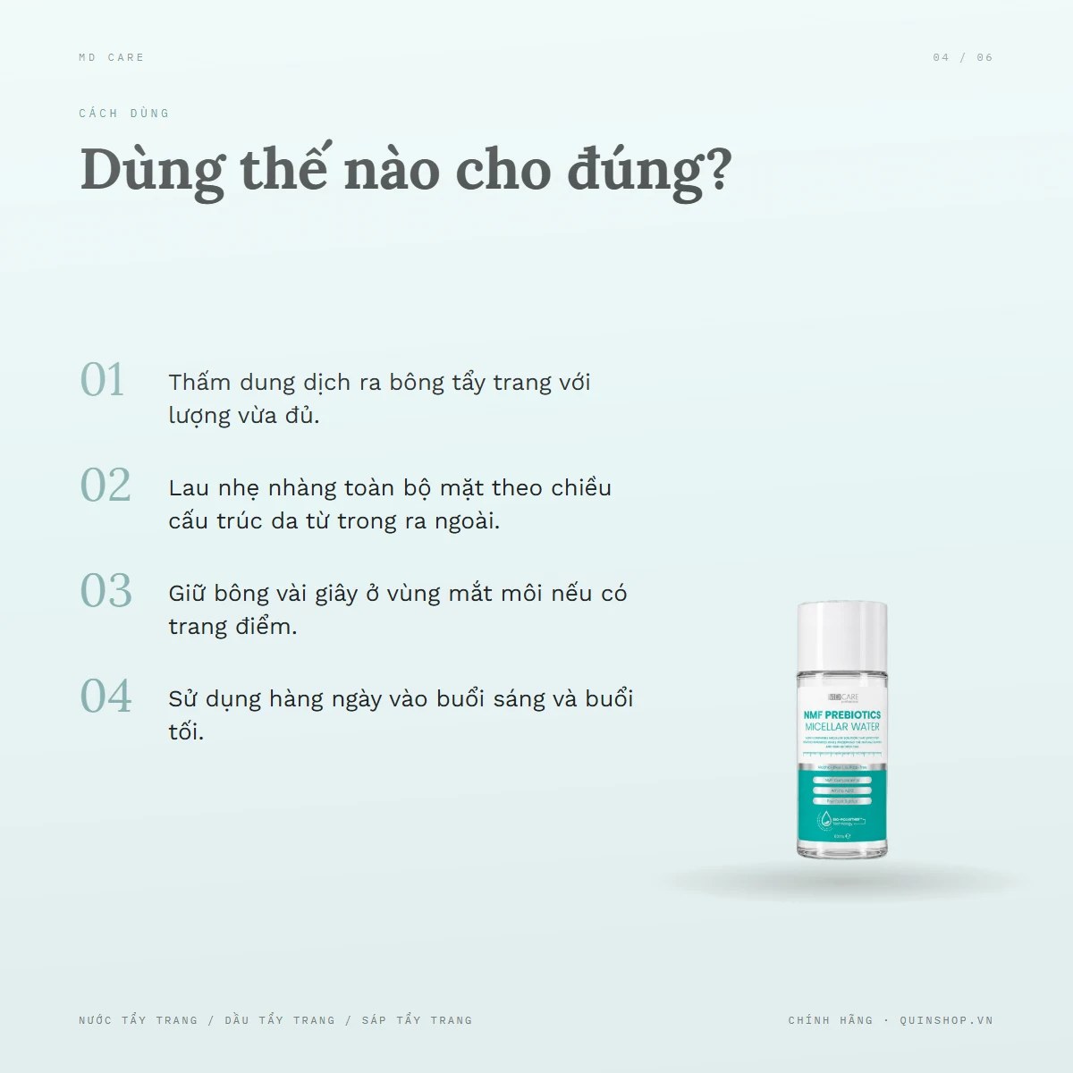 Nước Tẩy Trang MD Care NMF Prebiotics Micellar Water — Lưu ý khi bảo quản và sử dụng
