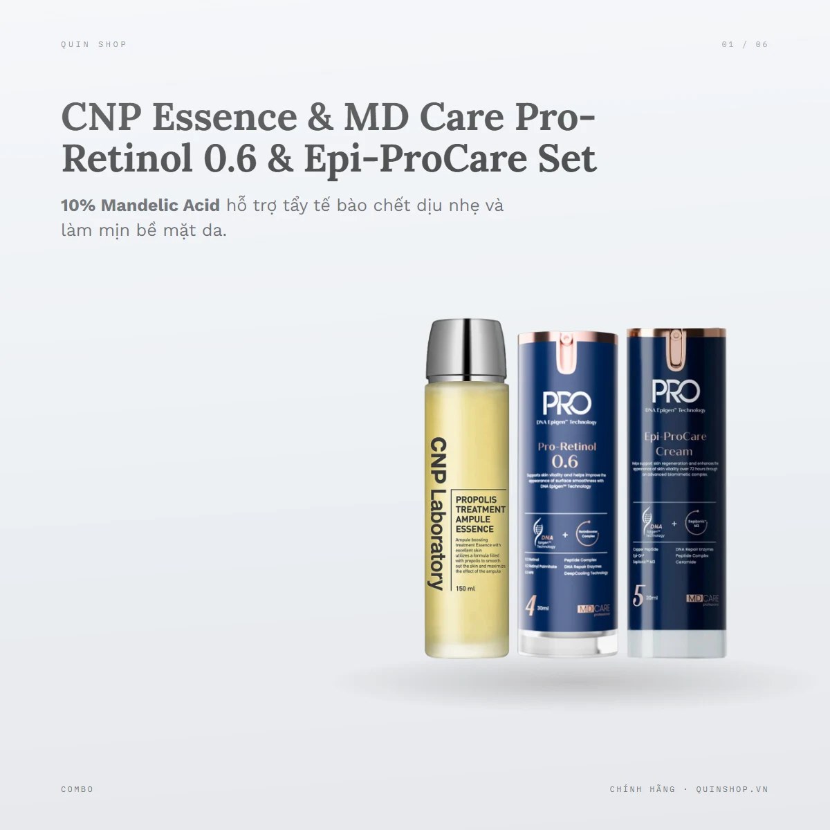 Nước Thần CNP + Combo MD Care Pro-Retinol 0.6 & Epi-ProCare Cream