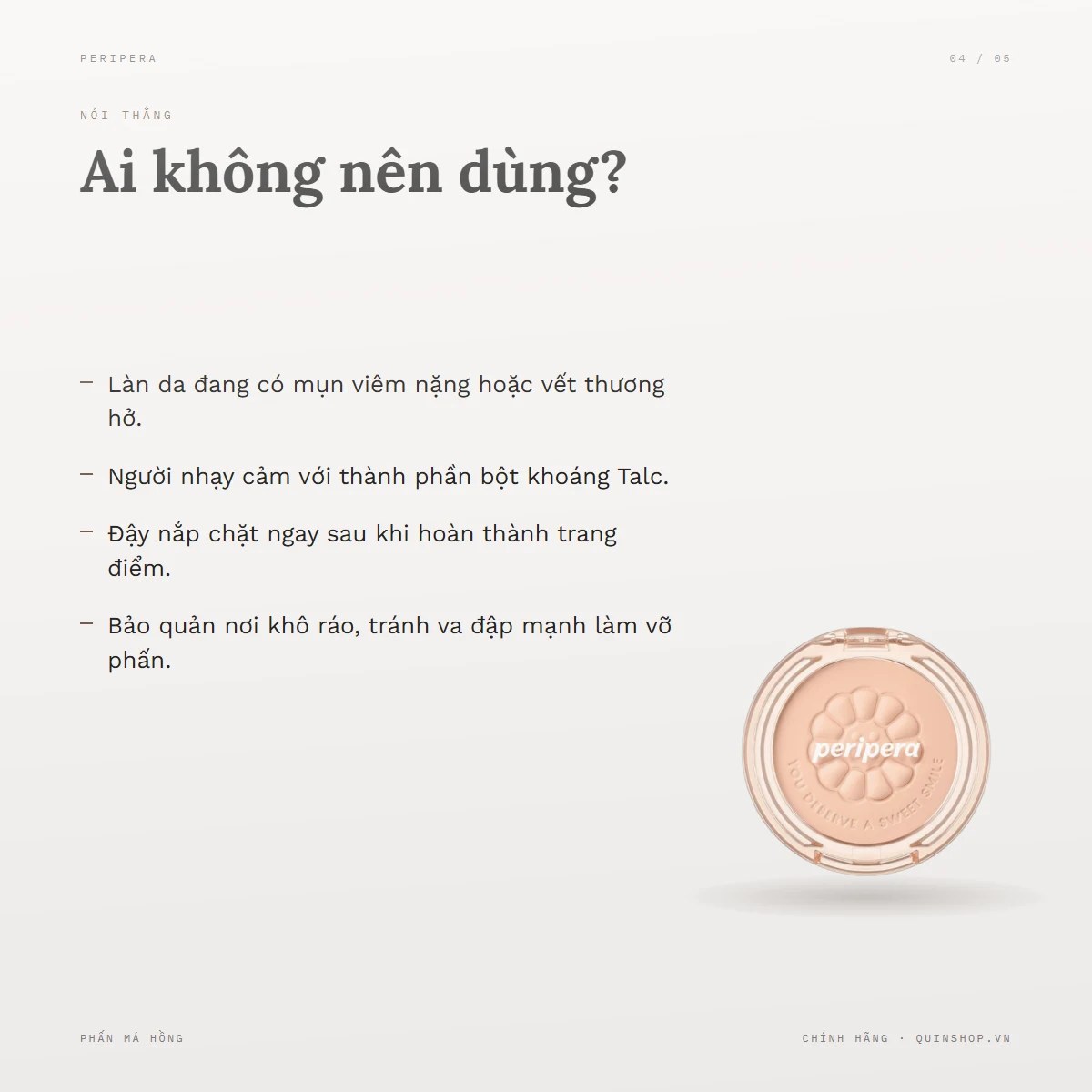 Phấn Má Peripera Pure Blushed Sunshine Cheek — Ai không nên dùng hoặc cần lưu ý gì?