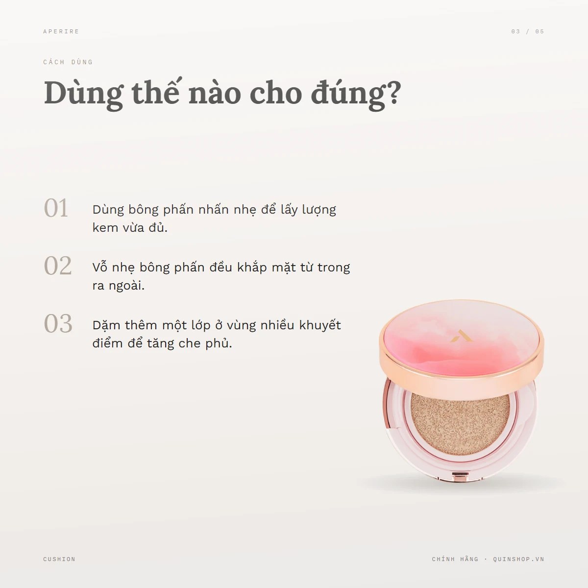 Phấn Nước Aperire Day Dream Cover Cushion — Lưu ý khi sử dụng và bảo quản