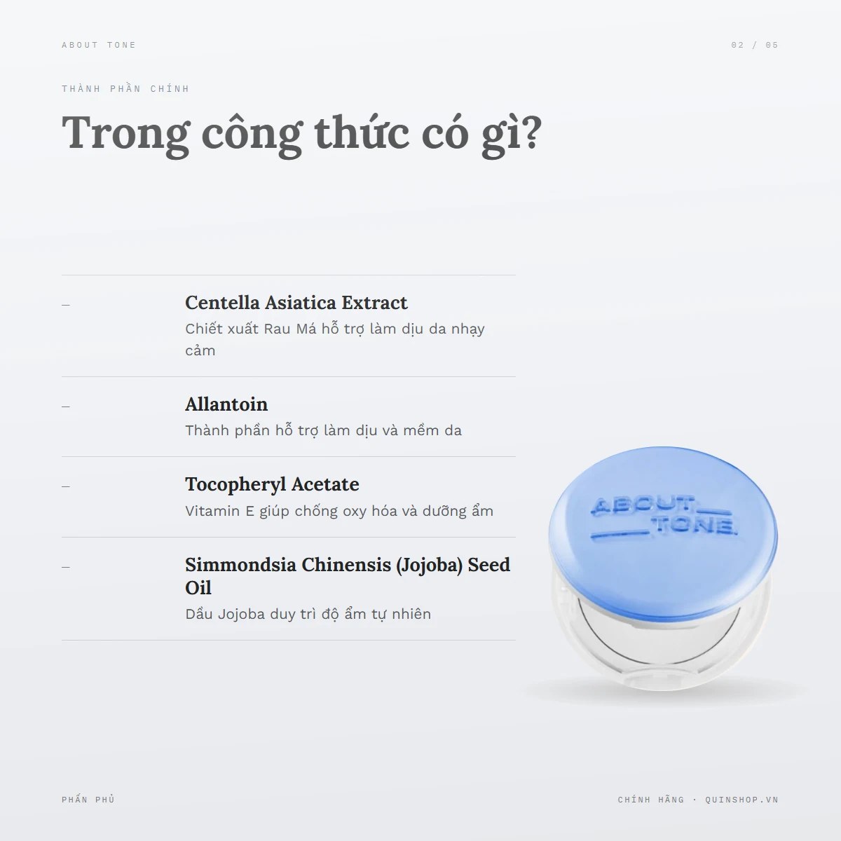 Phấn Phủ About Tone Air Fit Powder Pact — Bảng thành phần có gì đáng chú ý?