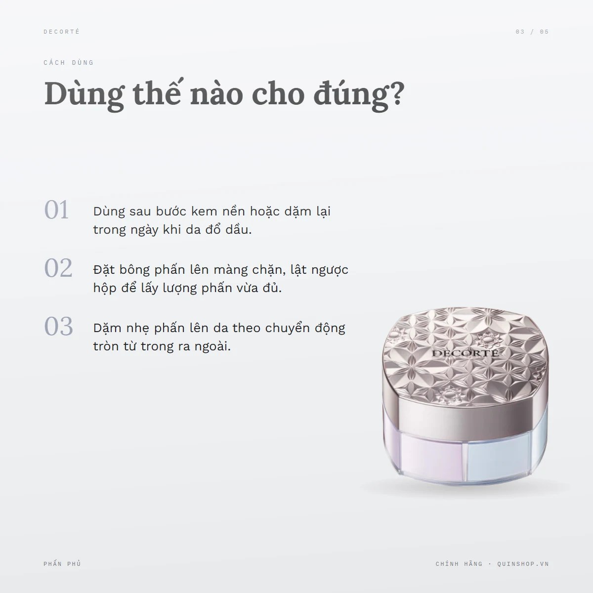 Phấn Phủ Bột Decorté Loose Powder — Dùng vào lúc nào và thao tác ra sao?