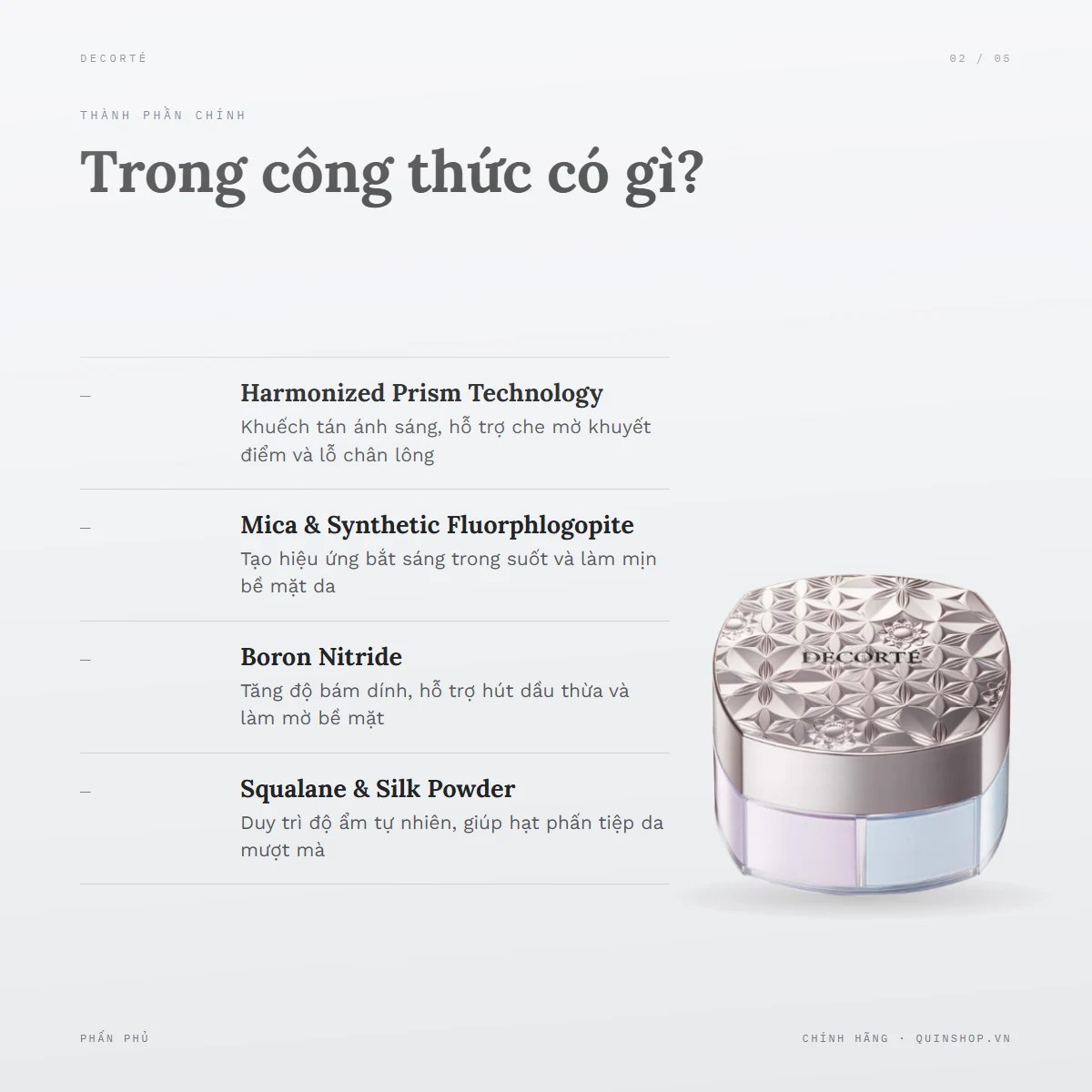 Phấn Phủ Bột Decorté Loose Powder — Bảng thành phần có gì đáng chú ý?