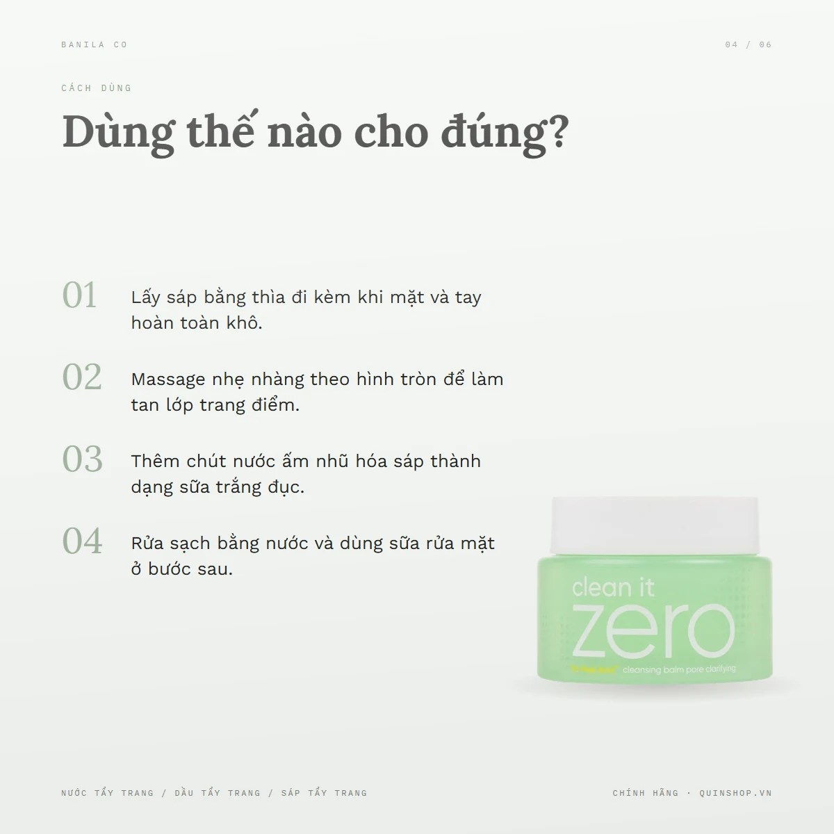 Sáp Tẩy Trang Banila Co Clean it Zero Pore Clarifying Cleansing Balm (Xanh Lá) — Lưu ý khi sử dụng và bảo quản