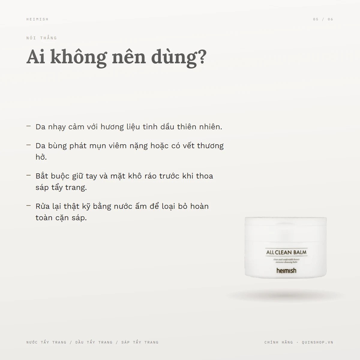Sáp Tẩy Trang Heimish All Clean Balm — Ai không nên dùng?
