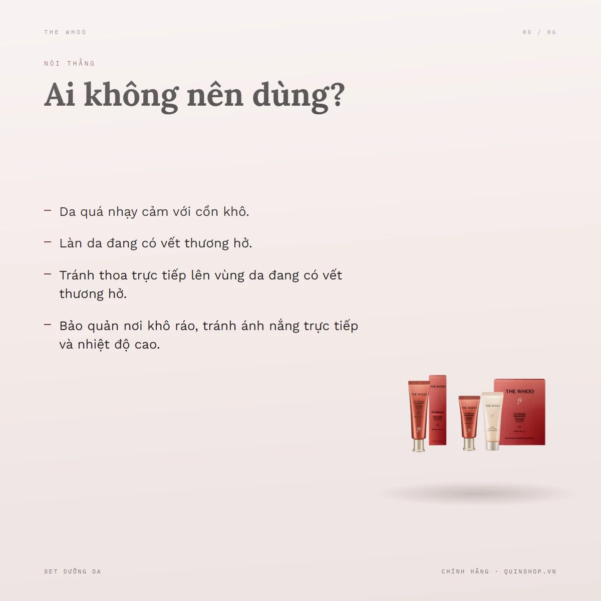 Set Chống Nắng The Whoo UV Ultimate Red Vitamin Sunscreen Special Set — Ai không nên dùng?