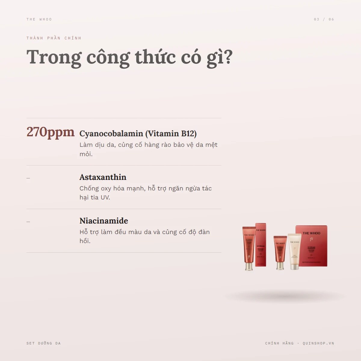 Set Chống Nắng The Whoo UV Ultimate Red Vitamin Sunscreen Special Set — Bảng thành phần có gì đáng chú ý?